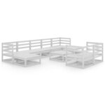 vidaXL Salon de jardin 10 Pièces Blanc Bois de pin massif
