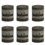 Bolsius bougie pilier rustique 80 x 68 mm anthracite 6 pièces