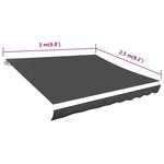 vidaXL Toile d'auvent Anthracite 300x250 cm