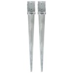 vidaXL Piquets au sol 2 Pièces Argenté 10x10x91 cm Acier galvanisé