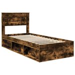 vidaXL Cadre de lit Chêne fumé 75 x 190 cm Bois de pin massif