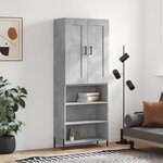 vidaXL Buffet haut Gris béton 69 5x34x180 cm Bois d'ingénierie