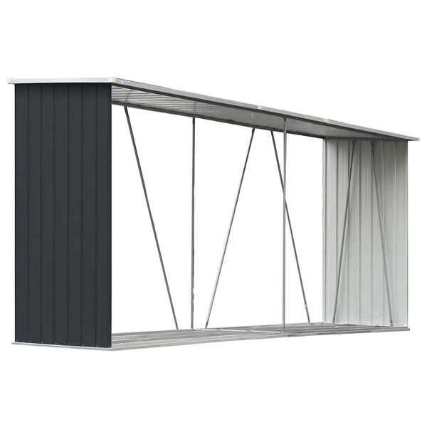 vidaXL Abri de stockage à bois Acier galvanisé 330x84x152cm Anthracite
