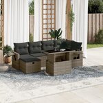 vidaXL Salon de jardin avec coussins 7 Pièces gris résine tressée