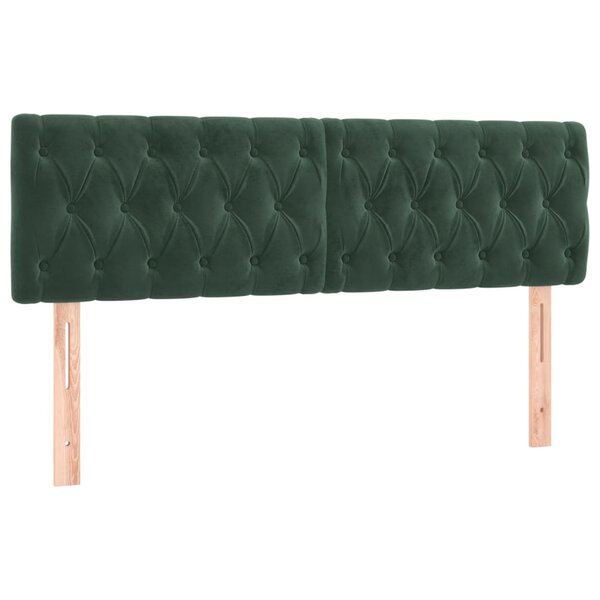 vidaXL Têtes de lit 2 Pièces Vert foncé 72x7x78/88 cm Velours