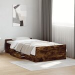 vidaXL Cadre de lit avec tiroirs sans matelas chêne fumé 90x190 cm