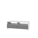 PILVI Meuble TV - Contemporain - Blanc et gris mat - L 95 cm