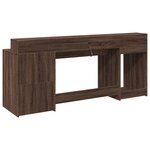 vidaXL Bureau et lumières LED chêne marron bois d'ingénierie