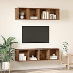 vidaXL Ensemble meuble TV 2 Pièces Bois Ancien 37 x 37 x 142 5 cm