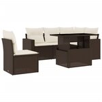 vidaXL Salon de jardin avec coussins 6 Pièces marron résine tressée