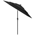 vidaXL Parasol à 3 niveaux avec mât en aluminium Noir 2 5 m