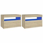 vidaXL Tables de chevet à LED 2 Pièces Chêne sonoma 60x35x40 cm
