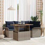 vidaXL Ensemble de canapé de jardin 5 Pièces gris et bleu marine