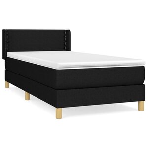 vidaXL Sommier à lattes de lit avec matelas Noir 100x200 cm Tissu