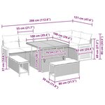 Set de canapé de jardin 9 pièces avec coussins en rotin poly gris