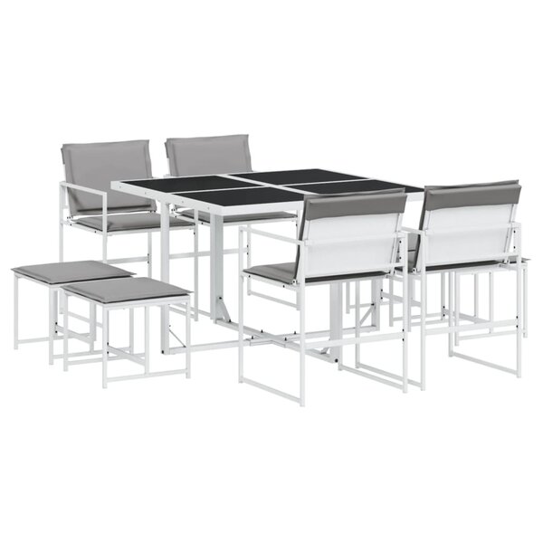 vidaXL Ensemble à manger de jardin avec coussins 9 Pièces blanc textilène