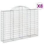 vidaXL Paniers à gabions arqués 8 Pièces 200x30x140/160 cm Fer galvanisé