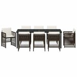 vidaXL Ensemble de salle à manger pour jardin 9 Pièces Marron Poly rotin