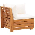 Vidaxl salon de jardin 5 pièces avec coussins acacia solide blanc crème