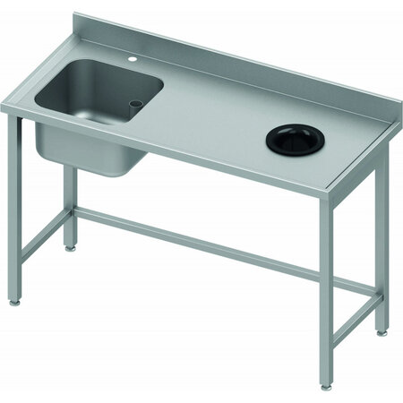 Table de chef inox avec vide ordure - bac à gauche - profondeur 700 - stalgast -  - acier inoxydable1900x700 x700x100mm