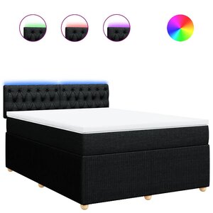 vidaXL Sommier à lattes de lit avec matelas Noir 140x200 cm Tissu