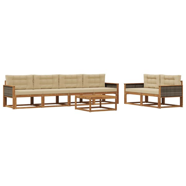 vidaXL Ensemble de canapés d'extérieur 7 Pièces Naturel et Beige