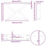 vidaXL Pieds de table basse 2 pièces Blanc 50 x (30-31 3) cm Acier