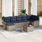 vidaXL Ensemble de canapé de jardin avec coussin 8 Pièces Gris Poly rotin