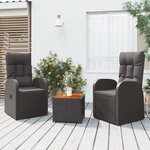 vidaXL Ensemble de salon de jardin 3 Pièces noir poly rotin et acacia