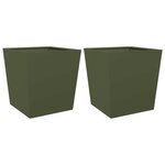 vidaXL Jardinières 2 Pièces vert olive 50x50x50 cm acier