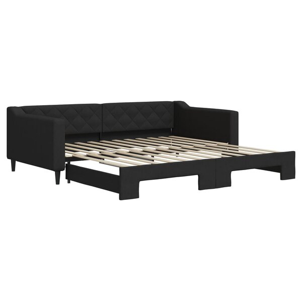 vidaXL Lit de jour avec gigogne sans matelas noir 100x200 cm