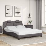 vidaXL Lit Viana avec matelas gris 120x200 cm similicuir