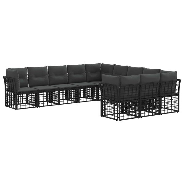 vidaXL Ensemble de canapés d'extérieur Noir et Gris foncé Polyester