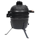 vidaXL Barbecue à fumoir Kamado 2-en-1 Céramique 56 cm Noir