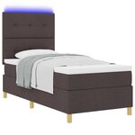 vidaXL Lit à ressort LED avec matelas Marron foncé 80 x 200 cm tissu