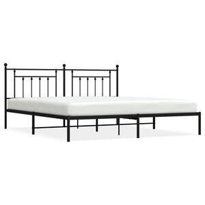 vidaXL Cadre de lit métal sans matelas avec tête de lit noir 200x200cm