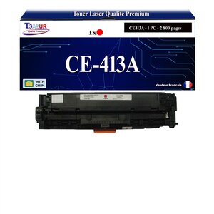 T3AZUR - Toner compatible avec CE413A 305X pour HP Laserjet Pro 300 color M351A M375NW Laserjet Pro 400 color M451DN M451DW M451NW M475DN M475DW - Magenta