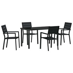vidaXL Ensemble de salle à manger pour jardin 5 Pièces Noir