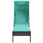 vidaXL Chaise longue avec auvent et table noir résine tressée