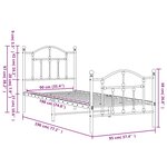 vidaXL Cadre de lit métal sans matelas avec pied de lit noir 90x190 cm