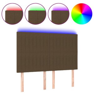 vidaXL Tête de lit à LED Marron foncé 144x5x118/128 cm Tissu