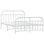vidaXL Cadre de lit métal sans matelas et pied de lit blanc 135x190 cm