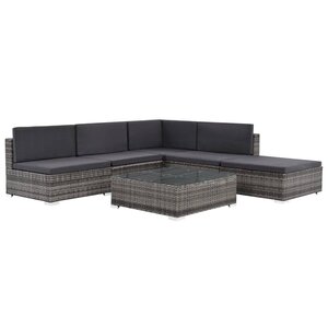 vidaXL Salon de jardin 6 Pièces avec coussins résine tressée gris