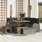 Ensemble de canapé de jardin vidaXL de 8 pièces avec coussins en rotin poly gris acacia