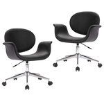 vidaXL Chaises pivotantes à manger lot de 2 noir similicuir