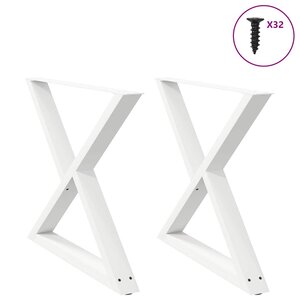 vidaXL Pieds de table à manger 2 pièces Blanc 90 x (72-73 3) cm Acier