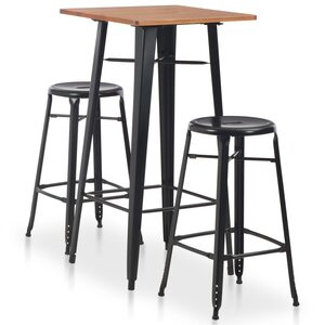vidaXL Mobilier de bar 3 Pièces Acier Noir