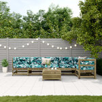 vidaXL Salon de jardin 7 Pièces avec coussins bois de pin imprégné