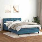vidaXL Sommier à lattes de lit et matelas et LED bleu foncé 160x210cm velours