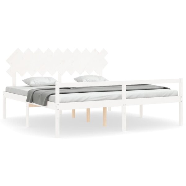 vidaXL Lit pour personne âgée sans matelas blanc 200x200cm bois massif